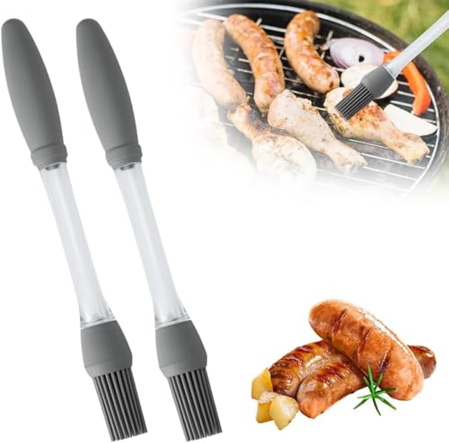 Silicone Basting Brush, Heat Resistant Pastry Oil Brush, Food Grade Cooking Brush for Spreading Oil Butter Sauce, Ideal for Baking BBQ Grilling, Kitchen Gadgets for Home and Outdoor Use (2pcs) - color: 2pcs