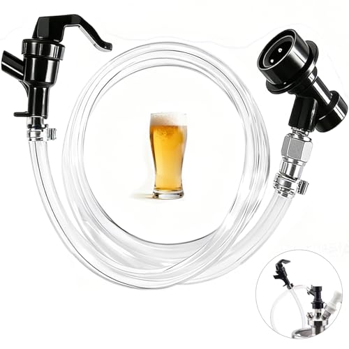 5 FT Ball Lock Beer Line Assembly - Food Grade PVC Corny Keg Beer Line with Picnic Tap Faucet Ball Lock Disconnect Liquid for for Corny Keg Ball Lock Keg Beer Dispenser Homebrew