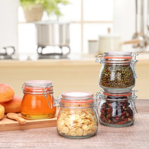 Flrolove 5oz 6pack Small Glass Jars with Airtight Lid, Glass Spice Jars | Mini Glass Food Storage Containers with Lids, Mason Jars for Cereal, Flour, Cookie, Spice, Honey, Herbs, Wedding Favors - size: 5oz*6-round