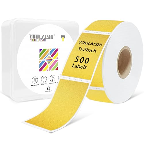 1x2 inch Label Stickers Roll for Thermal Printer 500PCS Colored Removable Freezer Labels Waterproof Blank Sticker Labels to Write on for Food Containers and Jars, Gold - color: Gold