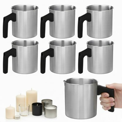 Ziliny 6 Pcs Candle Making Pouring Pot Wax Pouring Pitcher with Dripless Spout and Heat Resisting Handle Aluminum Wax Melter for Christmas DIY Candle Making Kits Gift (1.2 L) - size: 1.2 L