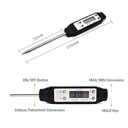 Meat Thermometer - Digital Food Thermometer for Cooking Kitchen - Automatic Calibration Pen Style Electronic Pocket Thermometer for Water Temperature, Barbecue (Yellow) - color: Yellow