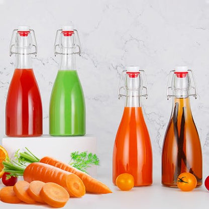 YEBODA (6 Pack-12oz Swing Top Bottles -Glass Beer Bottle with Airtight Rubber Seal Flip Caps for Home Brewing Kombucha,Beverages,Oil,Vinegar,Water,Soda,Kefir