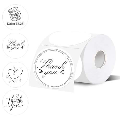 Thermal Label,3 Inch White Round Thermal Printer Sticker,Self-Adhesive Round Direct Thermal Labels,Thermal Stickers for DIY Logo Design,Name Tag (300 Labels/1 Roll) - color: White, size: 3 inches