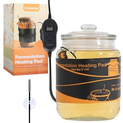 5''x19'' Kombucha Heating Wrap with Digital Thermostat, Adjustable Fermentation Heater Belt for 1Gallon Jars & Carboys, Precise Temperature Control Heated Pad for Beer, Wine & Mead Brewing - size: 5" x 19"