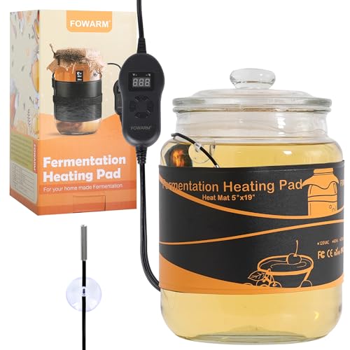 5''x19'' Kombucha Heating Wrap with Digital Thermostat, Adjustable Fermentation Heater Belt for 1Gallon Jars & Carboys, Precise Temperature Control Heated Pad for Beer, Wine & Mead Brewing - size: 5" x 19"
