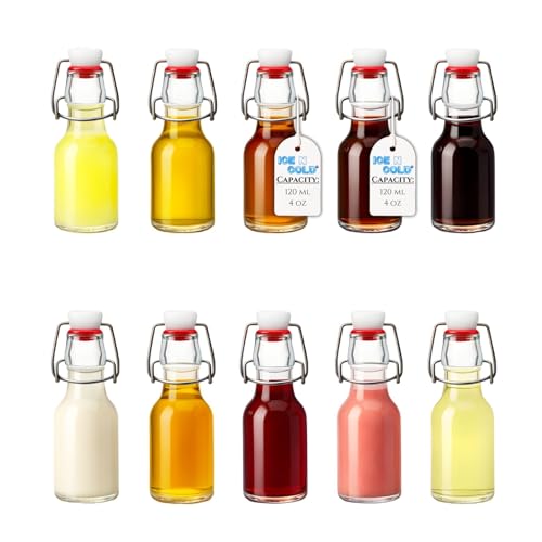 ICE N COLD Glass Swing Top Bottles | Flip Top Glass Bottles for Limoncello, Syrups, Oils, Vinegar, Extracts & Beverages | Airtight Reusable Glass Bottles (12-Pack, SMALL (110ml | 4oz)) - color: 12-Pack, size: 4 Ounces