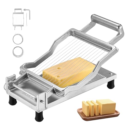 VEVOR Cheese Slicer, Butter Cutter with 0.39" & 0.78" Cheeser Butter Cutting Blade, Detachable Cheese Slicer Wire, Aluminum Alloy Commercial Cheese Cutter with 316 Stainless Steel Knife Wire - size: 0.39" & 0.78"