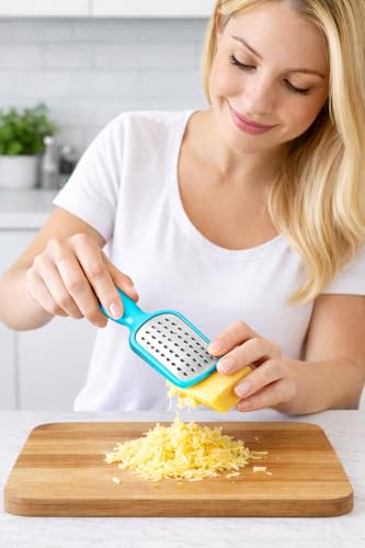 2 Pcs. Stainless Steel Mini Grater Cheese Garlic Nutmeg Chocolate 5" BPA Free (Blue) - color: Blue