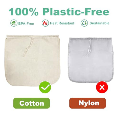 Reusable Nut Milk Bag 14x14in 3 Pack Natural Unbleached Cotton Strainer Bag | Large Cheesecloth Bag for Homemade Nut Milk, Cold Brew, Tea & Fruit Juice - color: 3 Pack