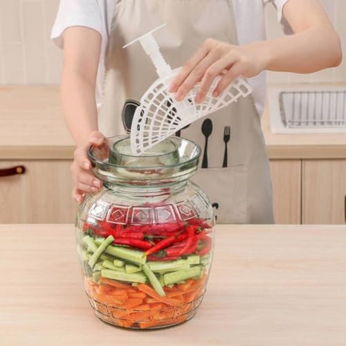 Pickle Jar Press Plate Fermentation Jar Pressure Device Weights Fermentation Kit Jar Pressure Net with Handle Homemade Kimchi Kitchen Tool(L) - size: Large