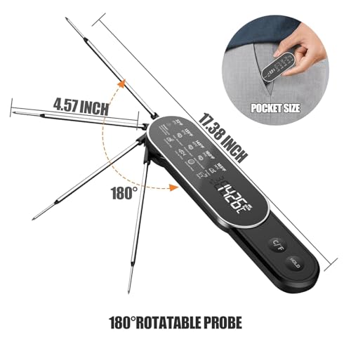 Smart Meat Thermometer Digital with Ultra-Fast 0.5 Sec Instant Read, Oven Safe for Grill, BBQ, Smoker, Candy
