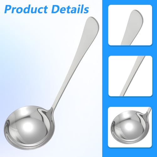 Jeffdad Gravy Ladle, Stainless Steel Sauce Soup Ladles 7.1‘’ Gravy Ladles Silver Polished Kitchen Utensil for Spooning GravySauce Soup