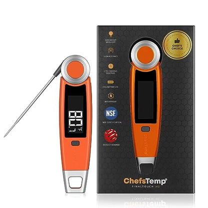 Finaltouch X10 Instant Read Digital Meat Thermometer NSF Certified Waterproof Professional for Cooking Grilling BBQ Baking Candy Oil with Rotating Probe and Backlit Display (Tangerine Tart) - color: Tangerine Tart