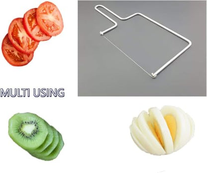 Cheese Slicer Lyre Stainless Steel Cheese Cutter Knives Slicers with Wire - Handheld Butter Cutter Tools for Soft Hard Block, with 2 Extra Wire