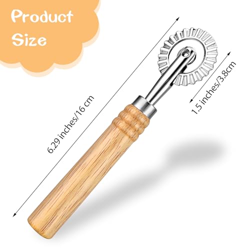 Bewudy Pastry Cutter Wheel, Professional Pasta Maker Cutter Wheel with Roller, Zinc Alloy Dumpling Lace Dough Noodle Ravioli Pizza Making Cutter for Kitchen