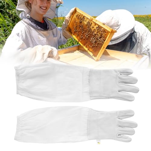 Beekeeping Gloves with Long Protective Sleeves Elastic Cuffs Beekeeper Beekeeping Supplies XL Ergonomic Design Breathable Comfortable for Men Women Beekeepers Faux Goatskin Black