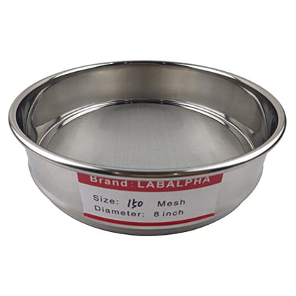 LABALPHA 150 Mesh Lab Sieves, #150 Mesh Test Sieve, 8'' Diameter, 304 Stainless Steel Wire Cloth (0.1mm) - size: 150 mesh (0.1mm)