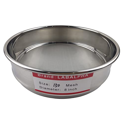 LABALPHA 150 Mesh Lab Sieves, #150 Mesh Test Sieve, 8'' Diameter, 304 Stainless Steel Wire Cloth (0.1mm) - size: 150 mesh (0.1mm)