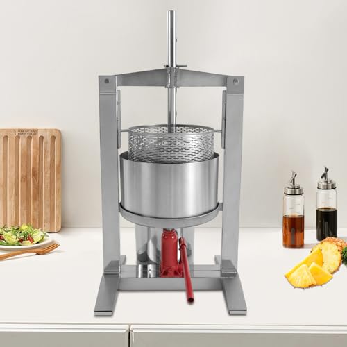 20L/5.28gal Fruit Wine Press Machine, Stainless Steel Hydraulic Jack Press Extractor Manual Juicer Crusher DIY Large Fruit Cider Grinder for Wine and Juice Making - size: 20L/5.3gal