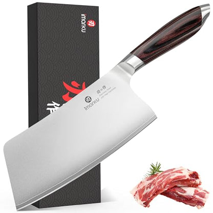 imarku Cleaver Knife 7.5 Inch - Japanese High Carbon Stainless Steel Chopping Knife & Meat Cleaver with Ergonomic Non-Slip Pakkawood Handle for Home Kitchen & Restaurant, Gift for Men & Women - color: Silver walnut