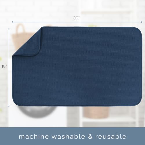 S&T INC. Dish Drying Mat Jumbo, 18” x 30”, Absorbent Microfiber Kitchen Counter Mat, Dish Drying Pad for Dishes, Utensils, Pots and Pans, Jumbo, Navy - size: 18" x 30"