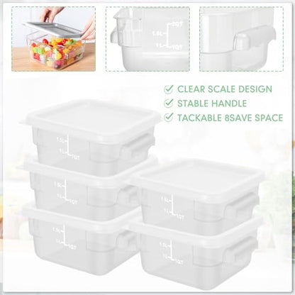 Lallisa 8 Pcs 2 Quart Food Storage Containers with Lids Clear Square Polycarbonate Marinating Container Dough Bucket with Lid (White) - color: White
