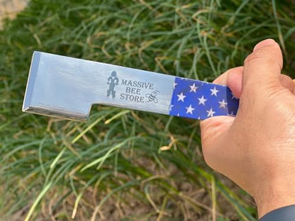 Frame Lifter and Scraper J Hook Tool Hive Tool Beekeeping Equipment (J Shaped:11 inch) (US Flag/Two Pcs) - color: US Flag/Two Pcs