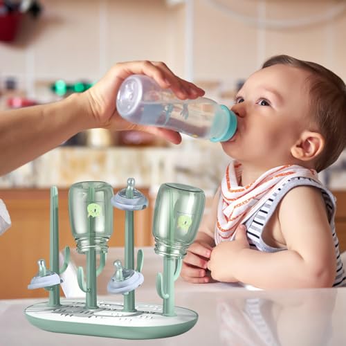 Abaodam Bottle Drying Rack Tree-Shaped Abs Plastic Milk Bottle Hanger Draining Organizer for Pacifiers Feeder Cups Space-Saving Countertop Storage