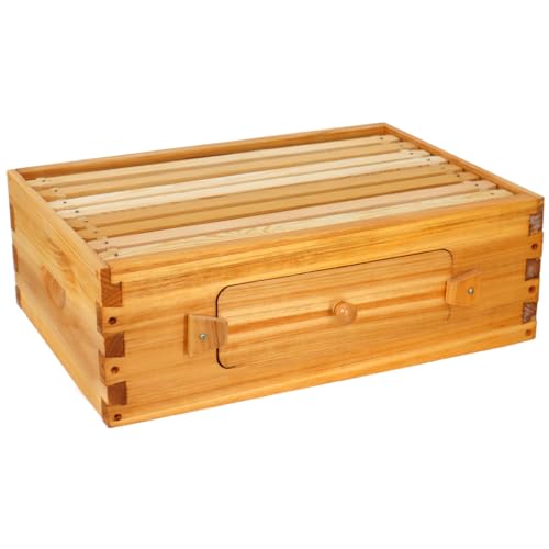BeeCastle 8 Frame Medium Bee Hive Box, Langstroth Beehive Box Beeswaxed Coated Complete Medium Honey Bee Hive Bee Box with Beehive Frames and Beeswaxed Foundations (Unassembled) - size: 1 Super Box