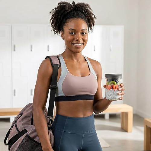 Wide Mouth Mason Jars 16 oz [2-Pack] with Airtight Lids – Glass Jars for Overnight Oats, Yogurt Parfait & Chia Pudding | BPA-Free Leak-Proof Lids - size: 16 oz