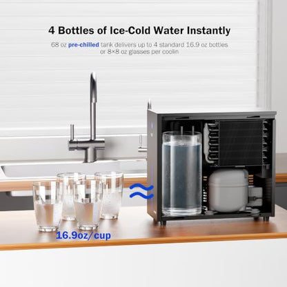 Frizzlife CW5000 Universal Under Sink Chiller Cooling for Water Filters | Cold & Room-temp Outlets Faucet, Compatible with Reverse Osmosis System & Under Sink Filter, 1/4” & 3/8” Quick Connect Set-Up