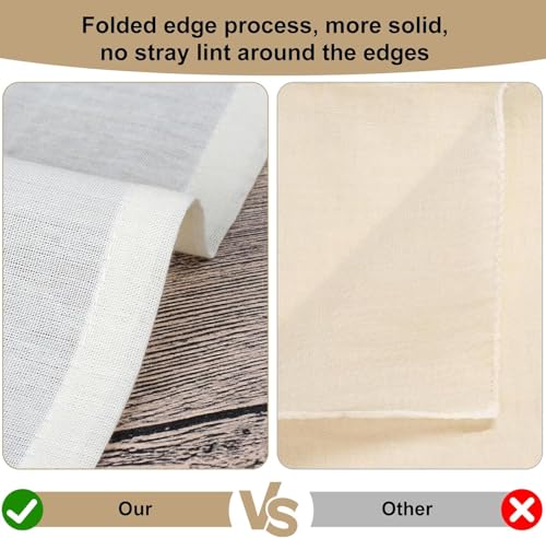 Reusable Cheesecloth, 20x20 Inch Hemmed Kitchen Strainer Fabric for Cooking, Baking, Juicing & Cheese Making – 100% Cotton Unbleached, Dense and Washable