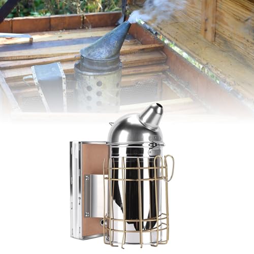 Bee Smoker for Beekeeping, Stainless Steel Smoker with Heat Chamber Beekeeping Equipment with Hanging Hook Beekeeper Tool Set for Beginners & Professionals