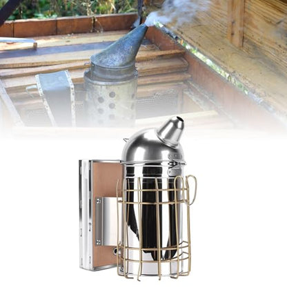 Bee Smoker for Beekeeping, Stainless Steel Smoker with Heat Chamber Beekeeping Equipment with Hanging Hook Beekeeper Tool Set for Beginners & Professionals