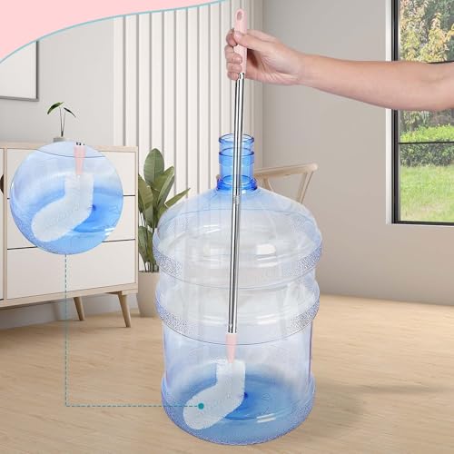 5 Gallon Water Jug Cleaning Brush, Carboy Brush & Bottle Cleaner for Glass | Flexible Long Handle Brush & Jug Cleaner Set, Fits 3 Gallon Reusable Water Bottles and All Water Containers