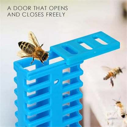 Queen Bee Cage 10Pcs Beekeeping Transport Cages Yellow Bees Queen Post Room Cage Plastic Cross King Prisoner Apiculture Tools for Beekeeping Supplies