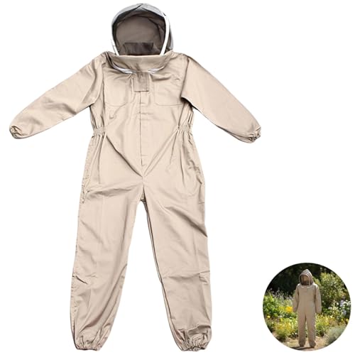 Full Body Beekeeping Suit, XXL Khaki, Thickened Protective Beekeeper Suit with Gloves for Men