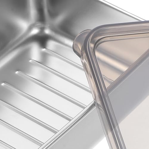 ULTECHNOVO Stainless Steel Cheese Keeper Box for Refrigerator Airtight Food Storage Container for Butter Sliced Cheese Ham and Sausage Freshness Preserving Stylish and Practical Design