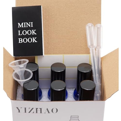 YIZHAO Amber Glass Spray Bottles 1oz, with Small Fine Mist Spray, Metal Cap, Refillable for Essential Oil,Travel,Cleaning,Perfume,Aromatherapy,Makeup – 6 Pcs - color: Amber, size: 30ml-6