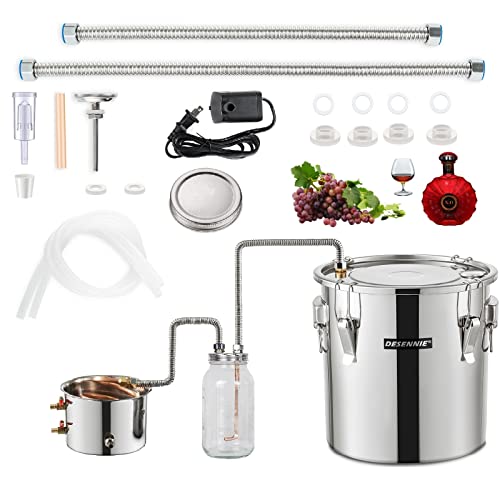 Shine Still Alcohol Distiller 8 Gallon with Stainless Steel Pot Glass Thumper Keg Copper Coil Thermometer Water Pump Home Brewing Kit for Wine Making Whisky Brandy Vodka - size: 8GAL/30L With Glass Thumper