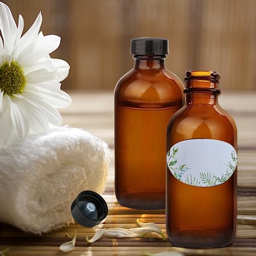 Maredash 4oz Amber Glass Bottles, Boston Round Glass Bottles (50 Pack) with Leak-proof Caps, Refillable Container for Homemade Vanilla Extract, Essential Oils, Herbal Medicine and More