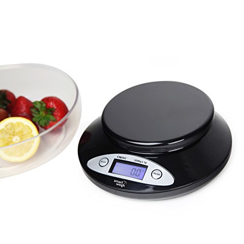 Smart Weigh Digital Kitchen Scale with Removable Bowl – 11lb/5kg Capacity, 0.1oz/1g Precision – High Accuracy Food Scale for Baking, Cooking & Meal Prep (Black)