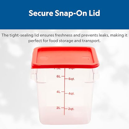 FSE FCC68 Reusable Cover for 6 & 8 Quart Container, Square, Red, NSF - style: Lid Only