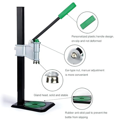 Manual Bottle Capper Tool - Stainless Steel Bench Capping Machine with Adjustment Levers & Anti-Slip Mat for 26mm Crown Caps, Ideal for Beer, Oil, Soda Drinks