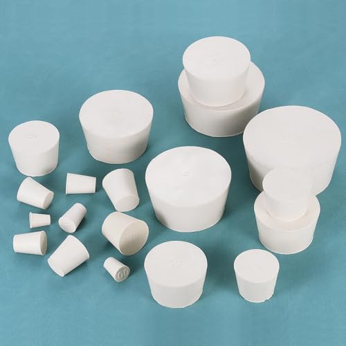 uxcell 2Pcs Solid Rubber Stoppers, White 10# Tapered Lab Plugs Lab Seal Tube Stopper Plug for Industry and Laboratories, 52x43x32mm
