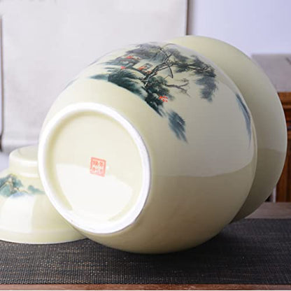 ZHOUXIAO Traditional Chinese Ceramic Fermenting Jar Fermentation Crock Food Storage Containers Pickle Jars with Water Seal Airlock Lid Sealing Jars for Sauerkraut,Kimchi 0.75KG