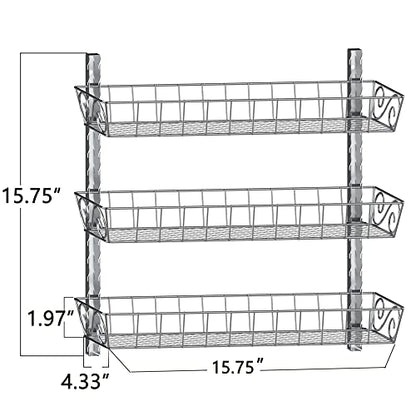 SWOMMOLY Adjustable Wall Mount Spice Rack, 3-Tier Dual-use (Multi-use) Organizer, Silver - color: Silver, size: 3-Tier