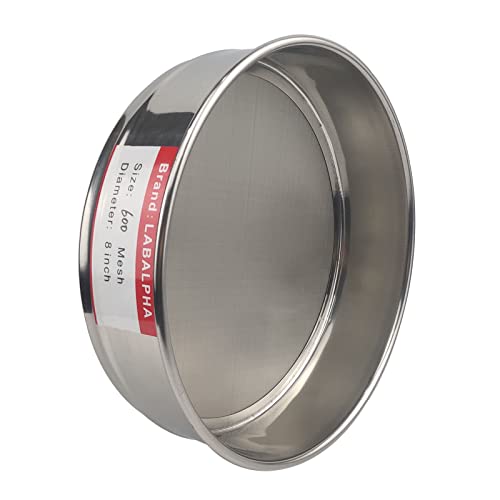 LABALPHA 600 Mesh Lab Sieves, #600 Mesh Test Sieve, 8'' Diameter, 304 Stainless Steel Wire Cloth (0.026mm) - size: 600 mesh (0.026mm)