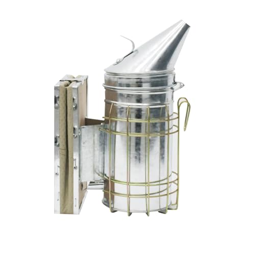 New Galvanised Bee Hive Smoker Stainless Steel/Heat Shield Beekeeping Equipment,Bee Smoker Stainless Steel Beehive Smoker with Heat Shield